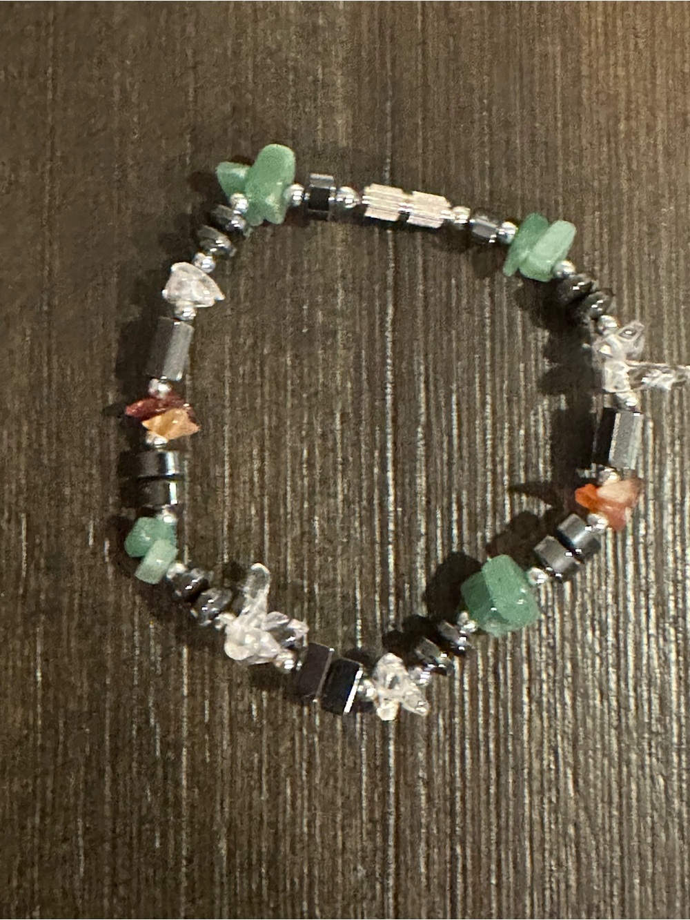 Vintage Multi-Gemstone Crystal Chip Abundance Bracelet - Hematite, Aventurine